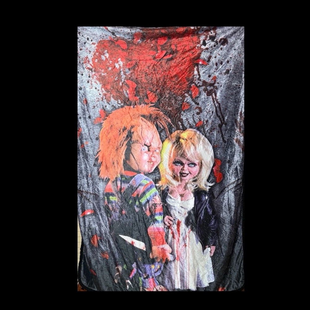 Horror Art Blanket with Red and Black Design